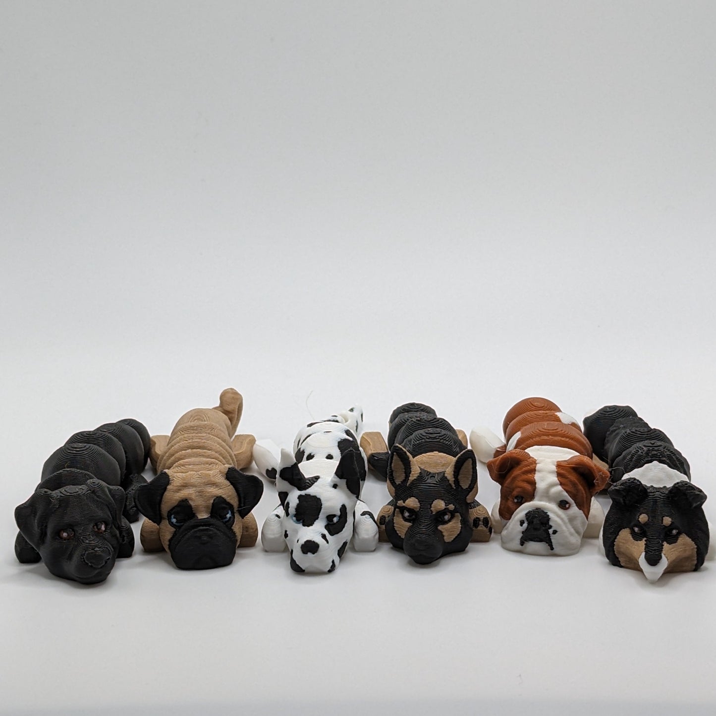 3d Printed Flexi Dogs - English Bulldog, Dalmatian, Black Lab, English Mastiff, Collie