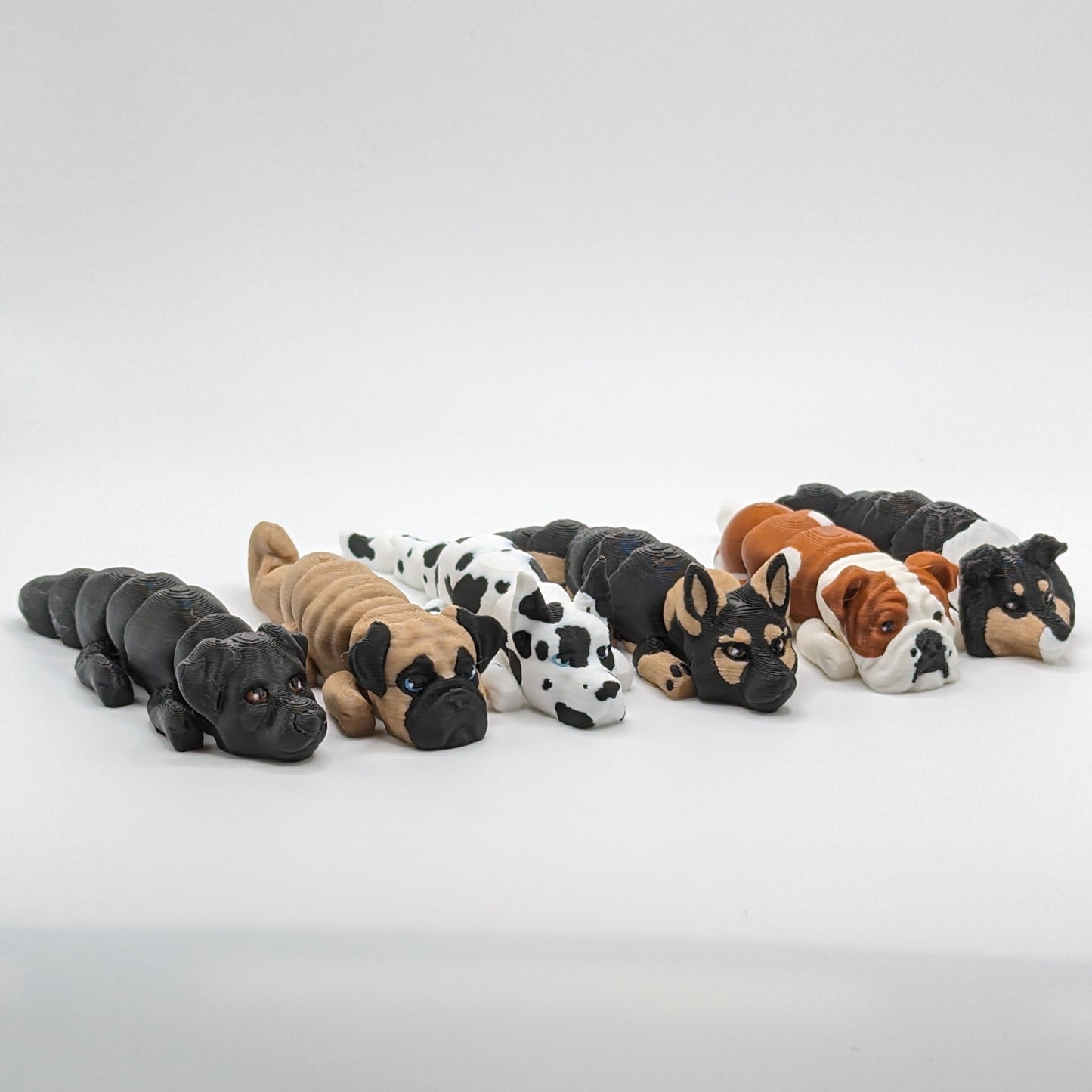 3d Printed Flexi Dogs - English Bulldog, Dalmatian, Black Lab, English Mastiff, Collie