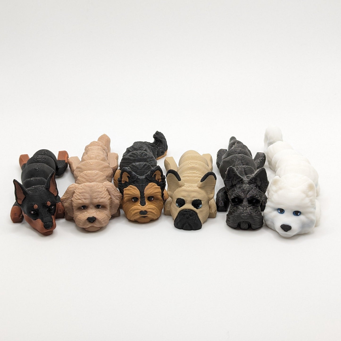 3d Printed Flexi Dogs - Doberman Pinscher, Doodle, Yorkshire Terrier (Yorki), French Bulldog, Samoyed, Scottish Terrier