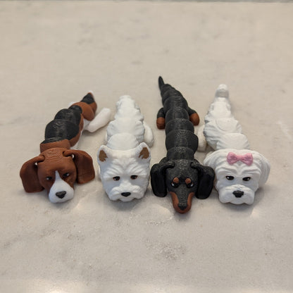 3d Printed Flexi Dogs - West Highland White Terrier, Beagle, Dachshund and Maltese