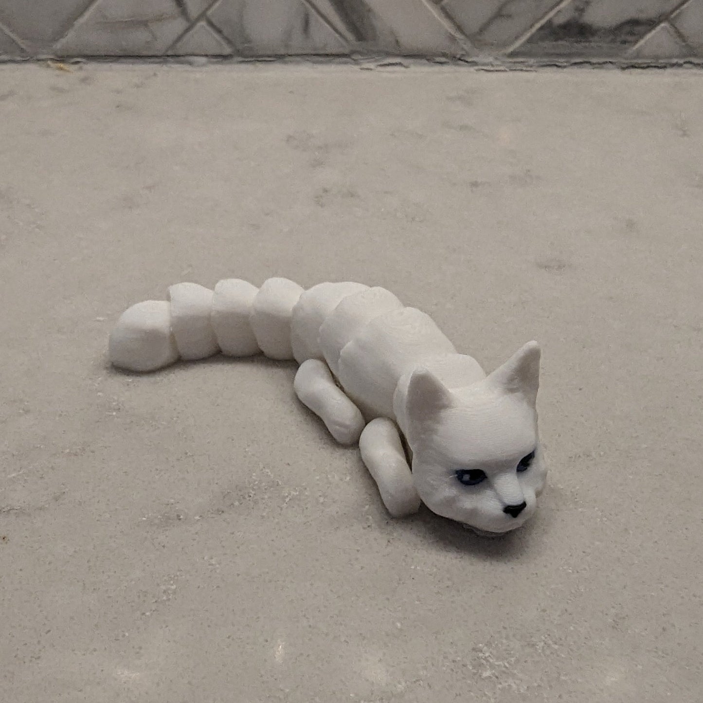 3d Printed Flexi Cats - White, Black and White, Yellow, Black, Siamese, Gray, Black with Purple Hat